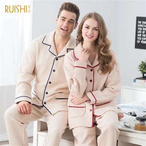 jandq home suit new couple cotton pajamas men and women s lapel cardigan long sleeved suit cotton