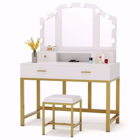 These 10 lighted makeup mirrors instantly elevate your vanity setup. Tribesigns. 47"Large Vanity Set with Tri-Folding Lighted ...