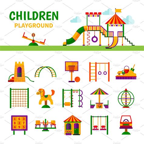 Equipment Children Playground Set Pre Designed Photoshop Graphics