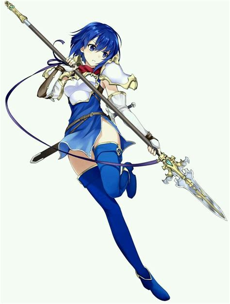 An Anime Character With Blue Hair And Long Legs Holding Two Large