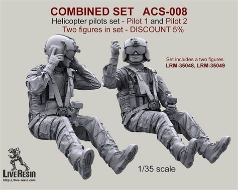 COMBINED SET Helicopter Pilots Set Pilot 1 And Pilot 2 Two Figures