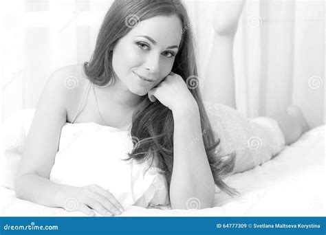 Woman Lying At Bed Stock Image Image Of Black Happy 64777309