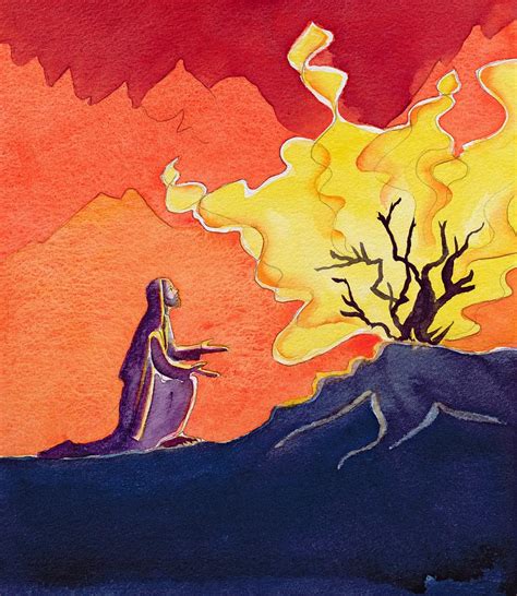God Speaks To Moses From The Burning Bush Painting By Elizabeth Wang