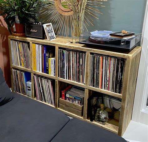 Rustic Vinyl Record Storage And Media Unit From Reclaimed Etsy Uk