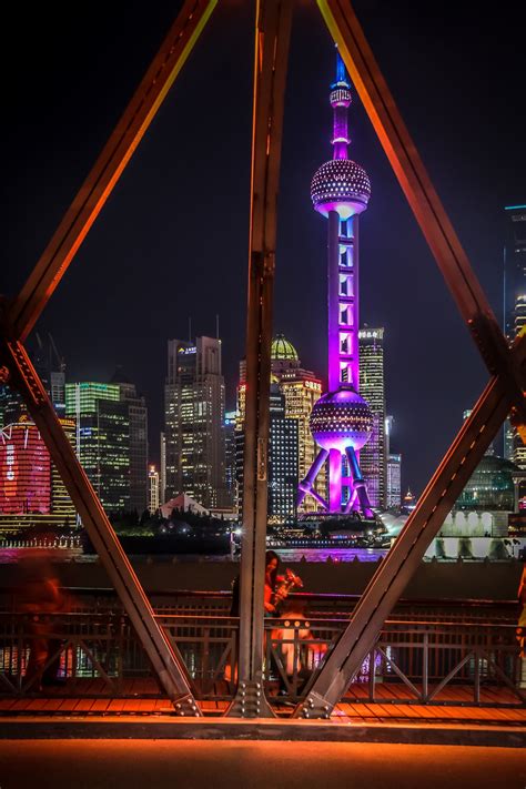 The Bund Shanghai Cityscape By Night China Shanghai City