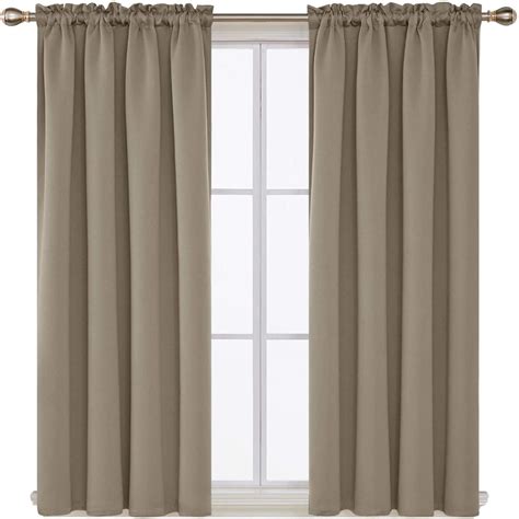 Deconovo Khaki Blackout Curtains Rod Pocket Curtain Panels Room
