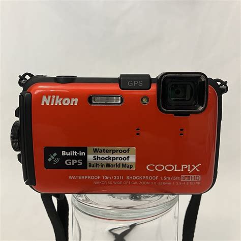 Nikon Coolpix Aw100 16mp Digital Camera Orange Waterproof Shockproof Gps W Accs Ebay