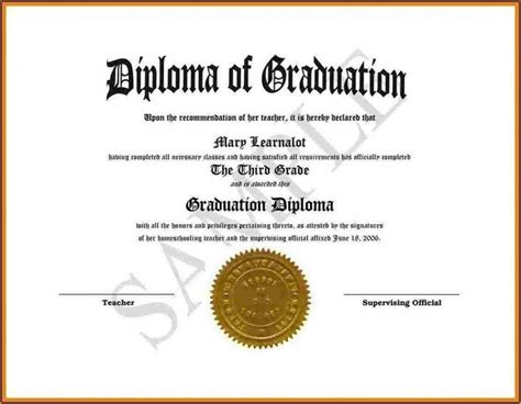 Free High School Diploma Template With Seal Addictionary