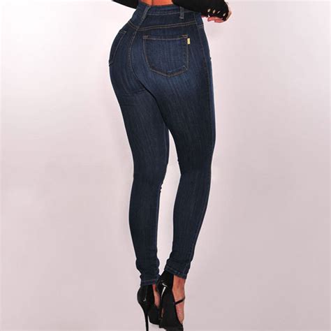 Womens High Waist Slim Skinny Jeans Stretch Pencil Denim Pants Trousers