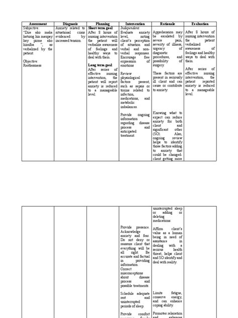 Ncp For Anxiety Pdf Anxiety Nursing