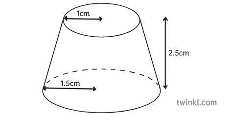 Truncated Cone Volume And Surface Area Labelled Black And White