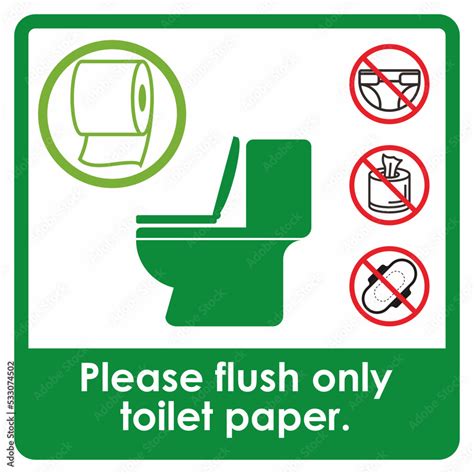 Please Flush Only Toilet Paper Sign Template For Office Industrial