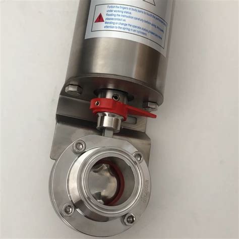 Sanitary Pneumatic Actuated Tri Clamp Butterfly Valve Spring Return