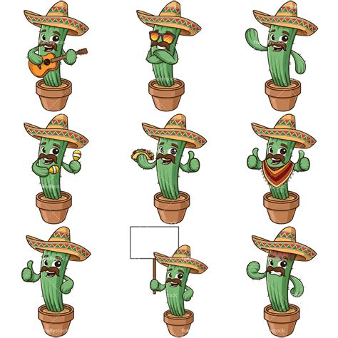 Angry Mexican Cactus Cartoon Clipart Vector Friendlystock