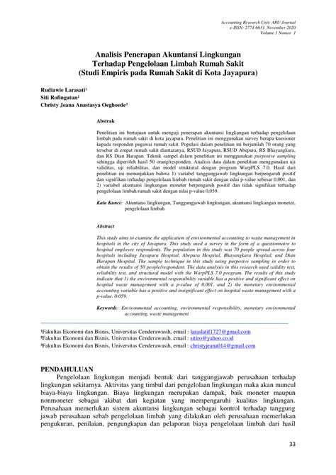PDF Analisis Penerapan Akuntansi Lingkungan Terhadap Pengelolaan