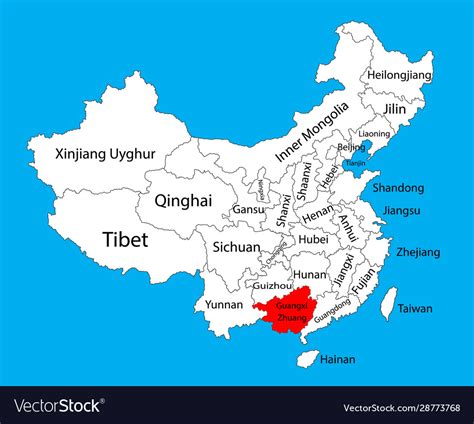 Guangxi Province Map China Map Royalty Free Vector Image