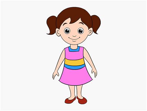 How To Draw A Cartoon Girl In A Few Easy Steps Easy Girl Kid Drawing