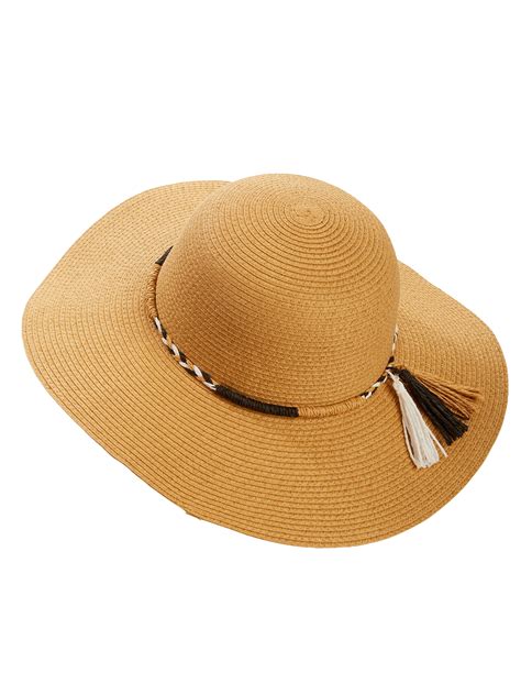 Time And Tru Womens Tassel Band Floppy Hat