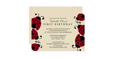 5x7 Ladybug Birthday Party Invitation Zazzle