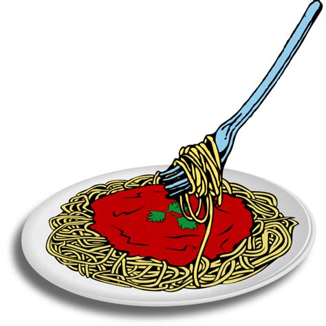 Vector Image Of Spaghetti On A Plate With Fork Free Svg