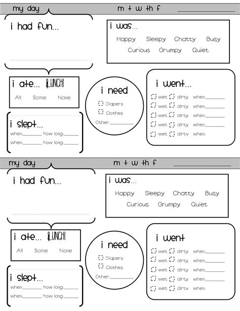 Daily Report Template For Infanttoddler File