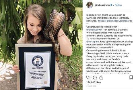 Bindi irwin and husband chandler powell are counting down the days until they get to introduce their first child together bindi irwin loves flaunting her growing baby bump on instagram — see her. Bindi Irwin wins Guinness World Record for Instagram followers
