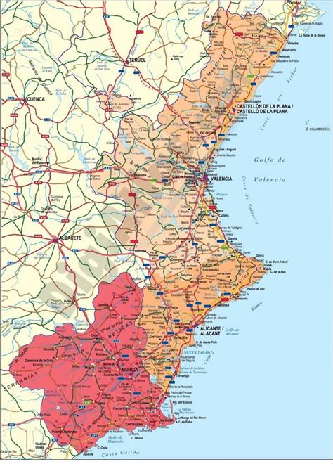 Valencia karte test die hochwertigsten valencia karte auf einen blick. Region Valencia-map - Karte von valencia-Gebiet (Spanien)