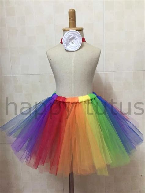 Girls Rainbow Color Tutu Skirts Kids Handmade Ballet Tulle Tutus