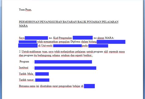 Pelajar perlu membuat permohonan pengurangan bayaran balik setelah tamat pengajian nanti. Ighoh: Contoh surat penangguhan bayar pinjaman MARA