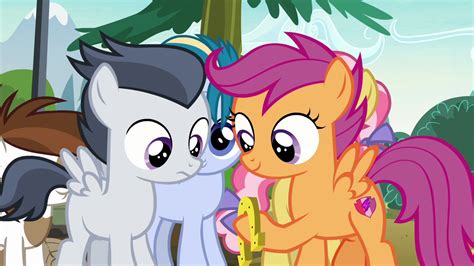 Image Scootaloo Giving The Horseshoe To Rumble S7e21png My Little
