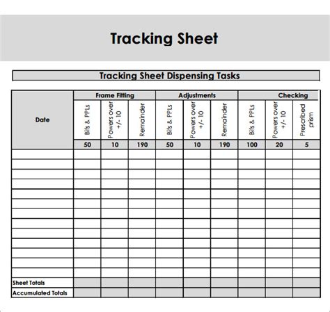 Tracking Sheet Template 7 Free Download For Pdf