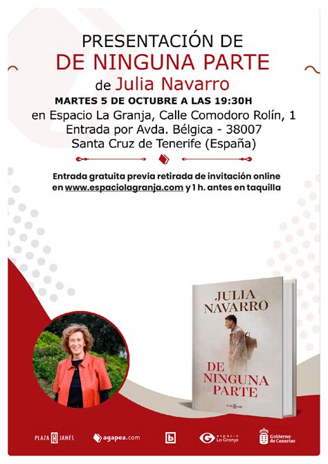 Presentaci N Del Libro De Ninguna Parte De Julia Navarro Evento Cancelado Espacio La
