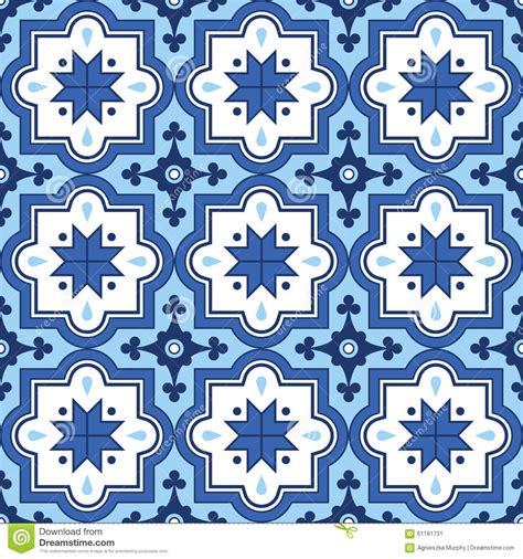 Arabic Pattern Moroccan Blue Tiles Design Stock Illustration Image