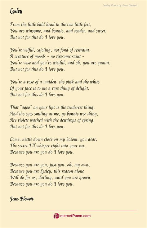 Lesley Poem By Jean Blewett