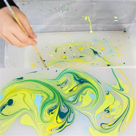 Paper Marbling With Acrylic Paint And Liquid Starch Acrylic Painting
