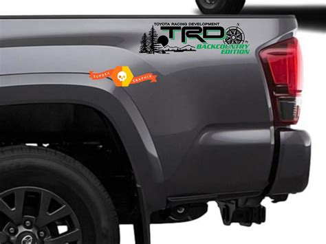 2x Rear Bedside Vinyl Decals For Toyota Tacoma 2004 2020 Compass Design