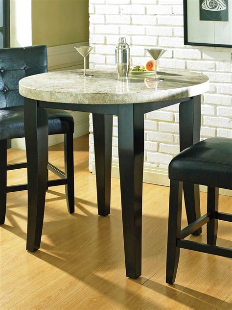 Steve Silver Monarch 40 Round Marble Top Counter Height Table In Black