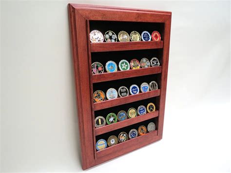 Military Challenge Coin Display Case Wall Rack Cherry Oak Or Walnut Etsy