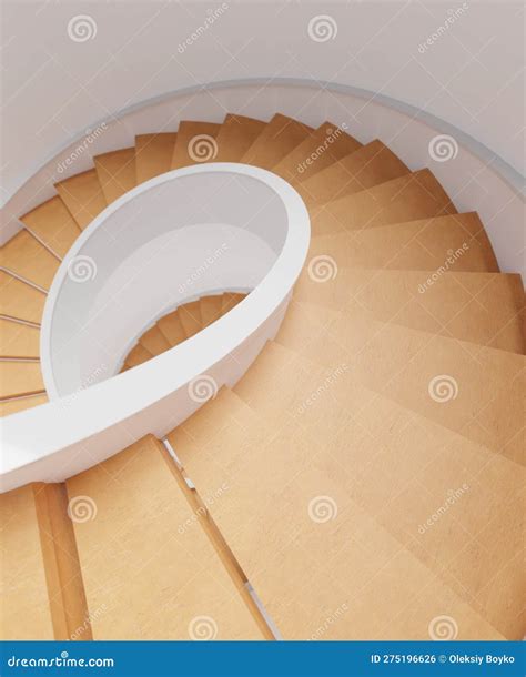 Spiral Staircase Top View 3d Rendering Digital Illustration Of Curved