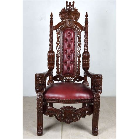 Gothic Lion Throne Chair Red Leather Repro Furniture Company