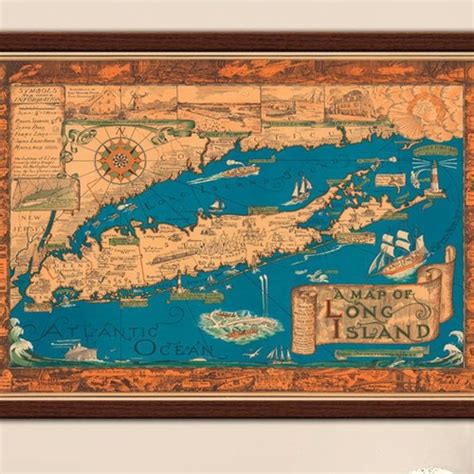 Map Of Long Island Classic Pictorial Historic Map 1933 Etsy