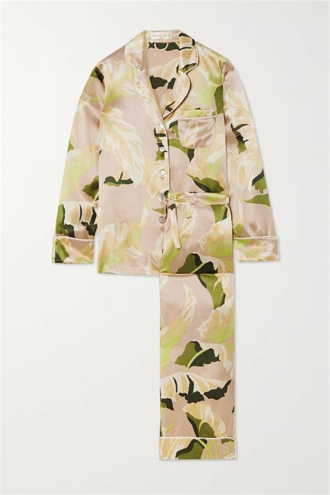 Buy Olivia Von Halle Lila Lyric Printed Silk Satin Pajama Set At 30