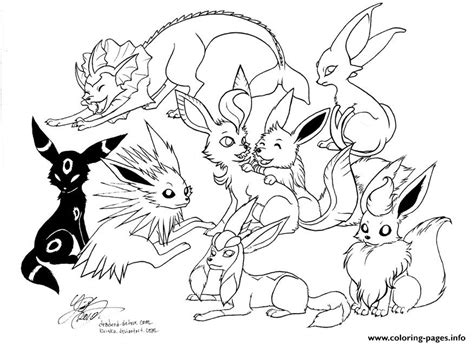 Pokemon Eevee Evolutions Coloring Pages Printable