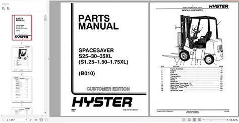 Hyster Forklift Truck Spacesaver B010 S25 30 35xl S125 150 175xl