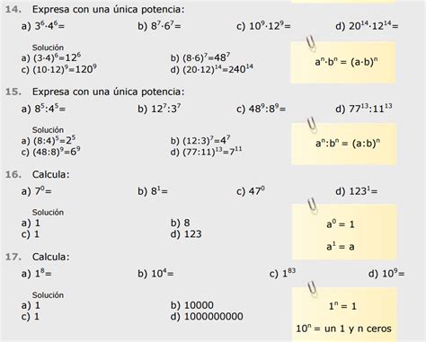 Matemáticas 1º de ESO Ejercicios de potencias con soluciones