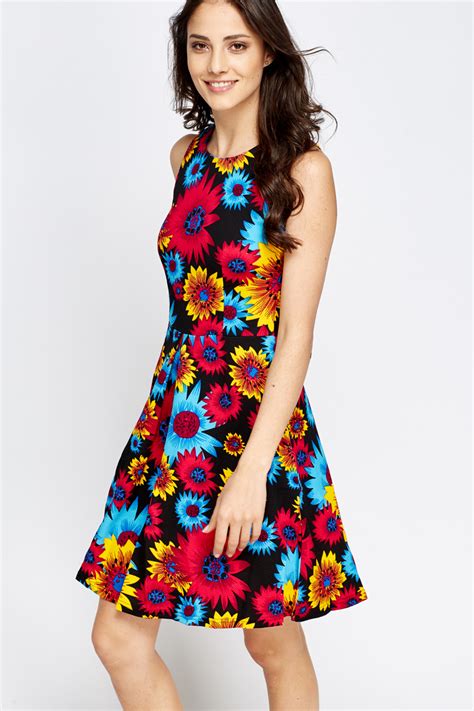 Colourful Sleeveless Floral Dress Just 7