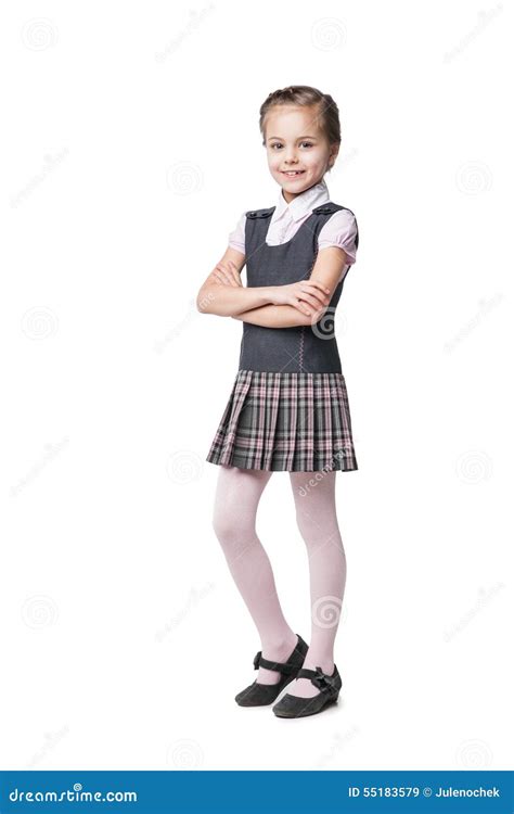 Beautiful Little Girl In School Uniform Isolated Stock Image Image Of