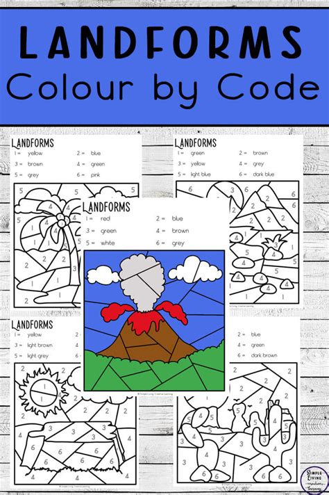 Landforms Colour By Code Worksheets Simple Living Creative Learning