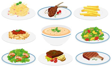 Set Of Healthy Dishes 594955 Vector Art At Vecteezy