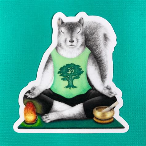 Yogameditation Squirrel Sticker Waterproof For Water Bottle Etsy